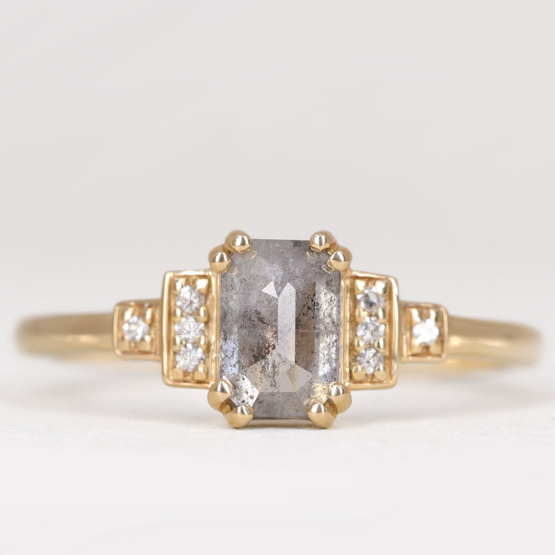 Grace - Salt & Pepper Diamond Art Deco Ring - Ready-to-Wear Engagement Rings - Ready-to-Ship