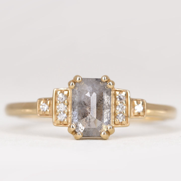 Grace - Salt & Pepper Diamond Art Deco Ring - Ready-to-Wear Engagement Rings - Ready-to-Ship
