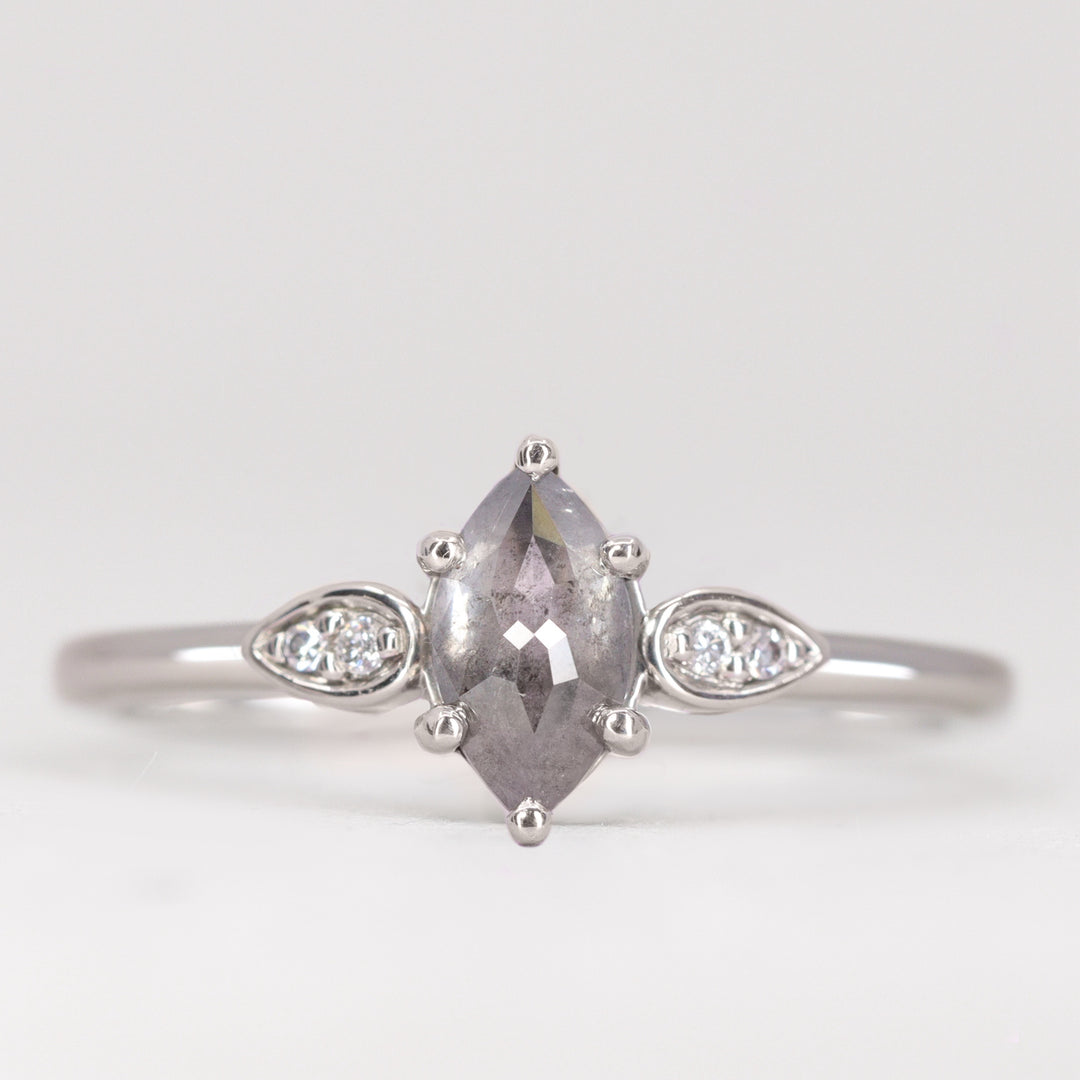 Rosa - Marquise Salt & Pepper Diamond Trilogy Engagement Ring Engagement Rings - Price On Application