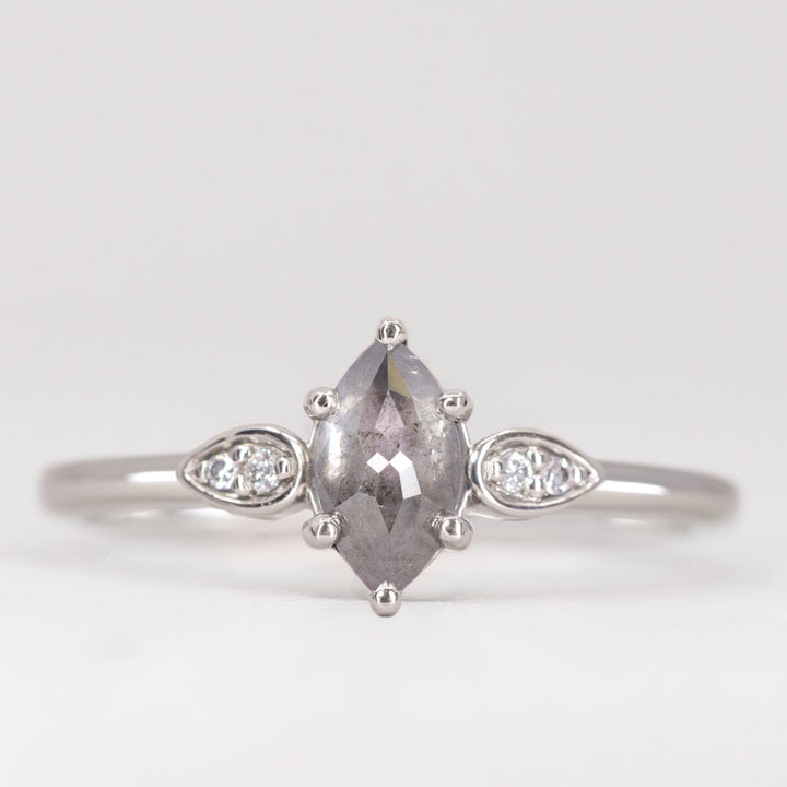 Rosa - Marquise Salt & Pepper Diamond Trilogy Engagement Ring Engagement Rings - Price On Application