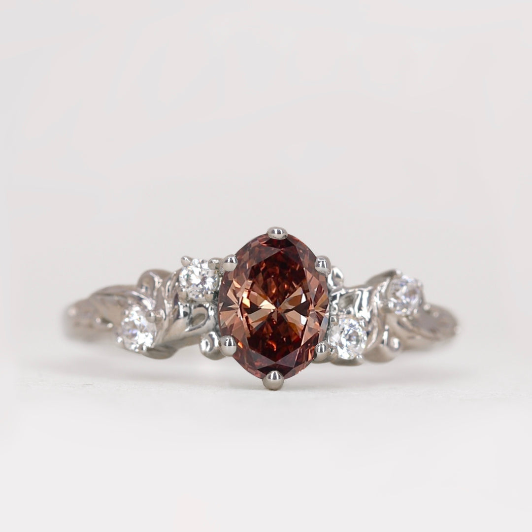 Laurel - Oval Cut Colour Lab Grown Diamond Floral Engagement Ring Engagement Rings - Price On Application
