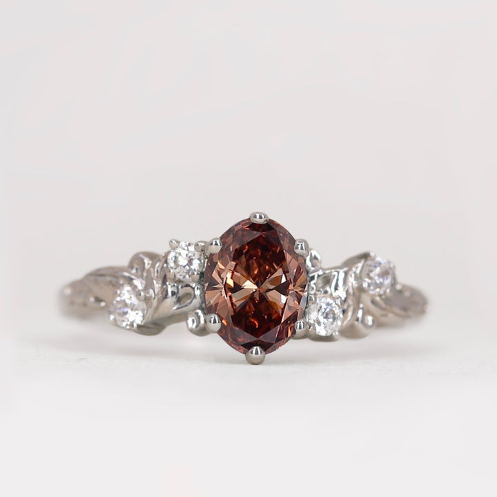 Laurel - Oval Cut Colour Lab Grown Diamond Floral Engagement Ring Engagement Rings - Price On Application