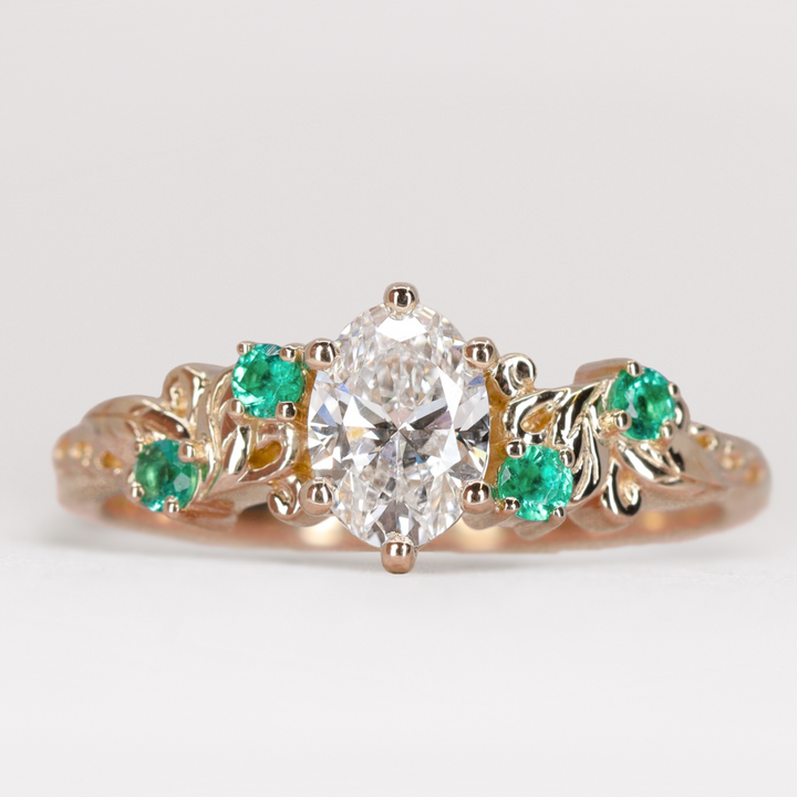 Laurel - Oval Lab Grown Diamond Leaf/Vine Detail Engagement Ring Engagement Rings - Made-to-Order