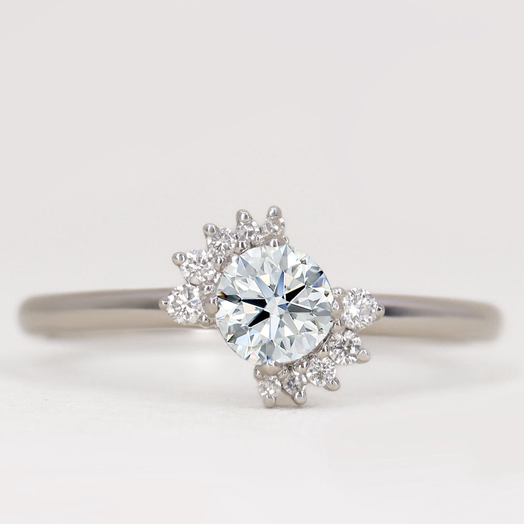 Lottie - Salt & Pepper Diamond Halo Ring - Ready-to-Set Engagement Rings - Ready-to-Ship
