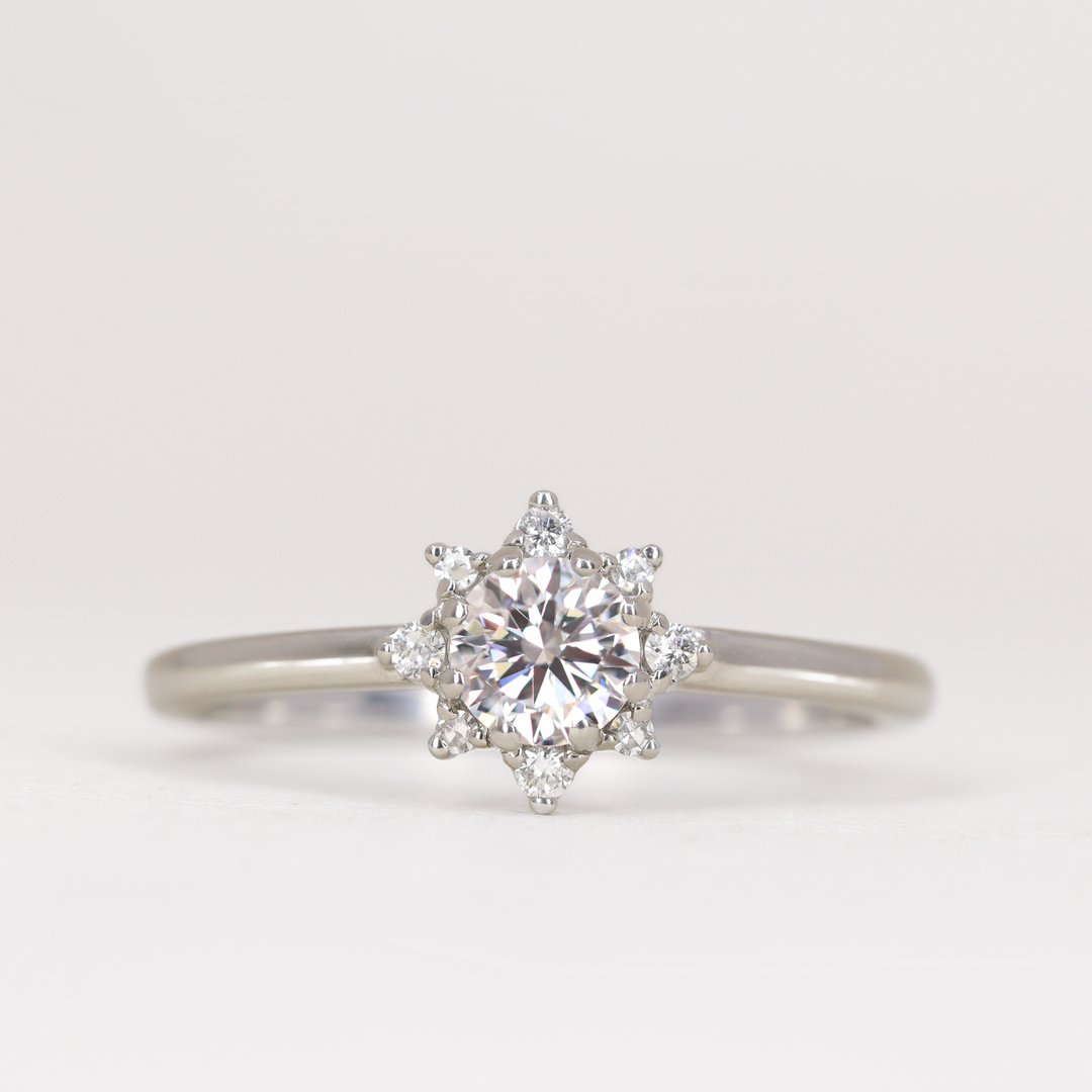 Mabel - Round Brilliant Cut Lab Grown Diamond Halo Engagement Ring Engagement Rings - Made-to-Order