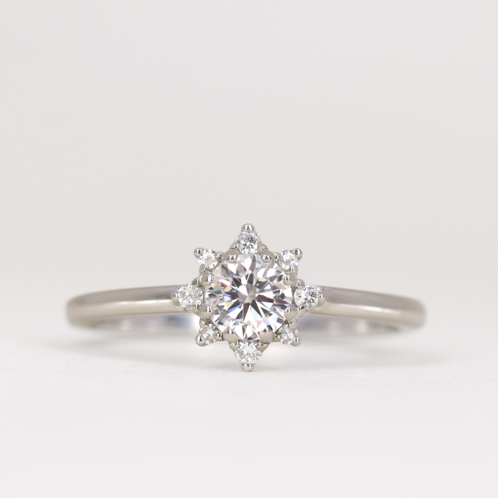 Mabel - Round Brilliant Cut Lab Grown Diamond Halo Engagement Ring Engagement Rings - Made-to-Order