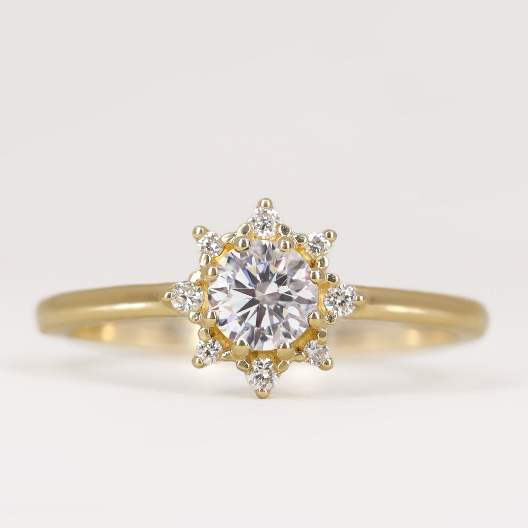 Mabel - Round Brilliant Cut Lab Grown Diamond Halo Engagement Ring Engagement Rings - Made-to-Order