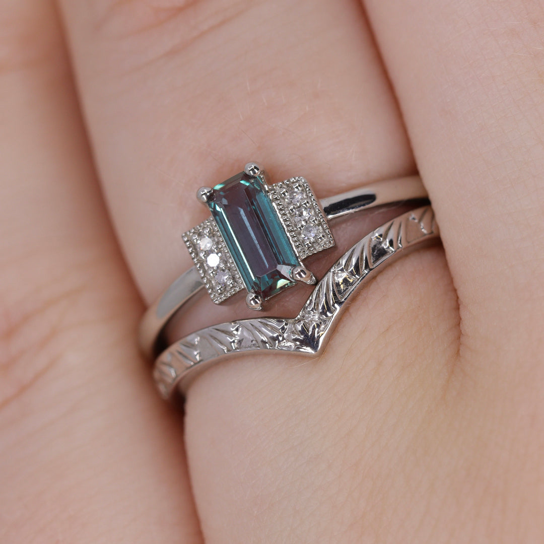 Madison - Art Deco Inspired Fan Design Wishbone Wedding Ring - Made-to-Order Wedding Rings - Made-to-Order