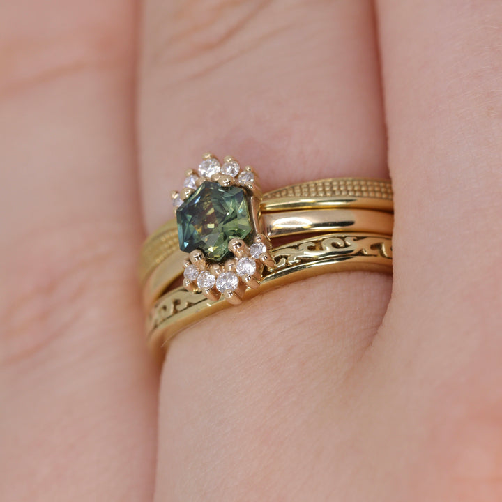 Martha - Floral Pattern Shaped Wedding Ring - Made-to-Order Wedding Rings - Made-to-Order