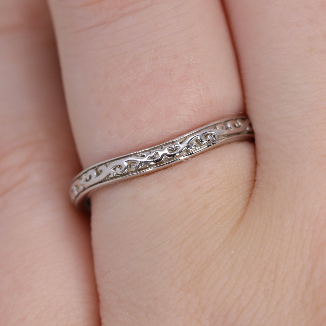 Martha - Floral Pattern Shaped Wedding Ring - Made-to-Order Wedding Rings - Made-to-Order