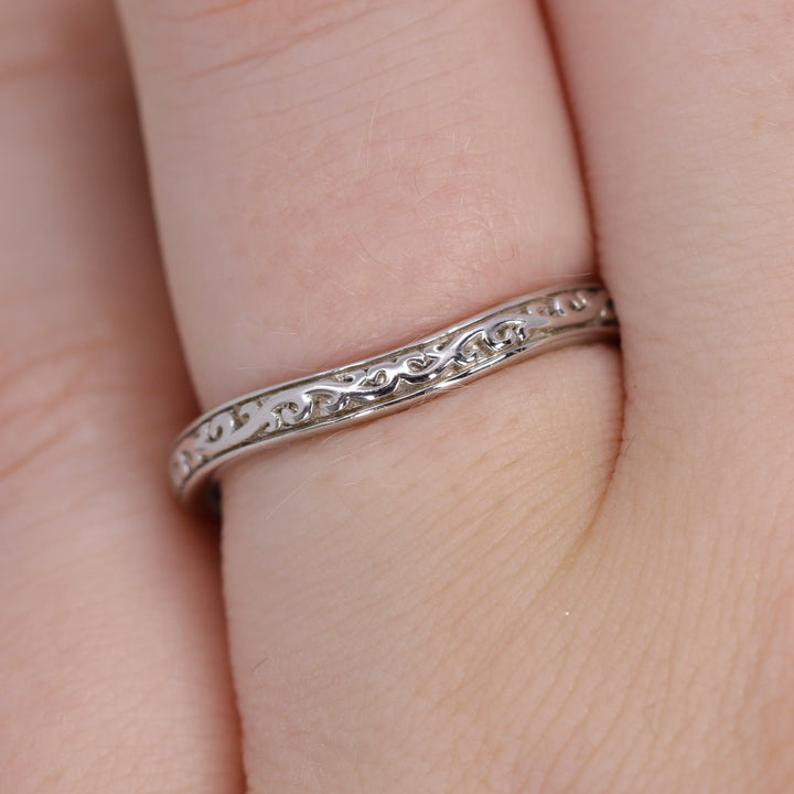 Martha - Floral Pattern Shaped Wedding Ring - Made-to-Order Wedding Rings - Made-to-Order