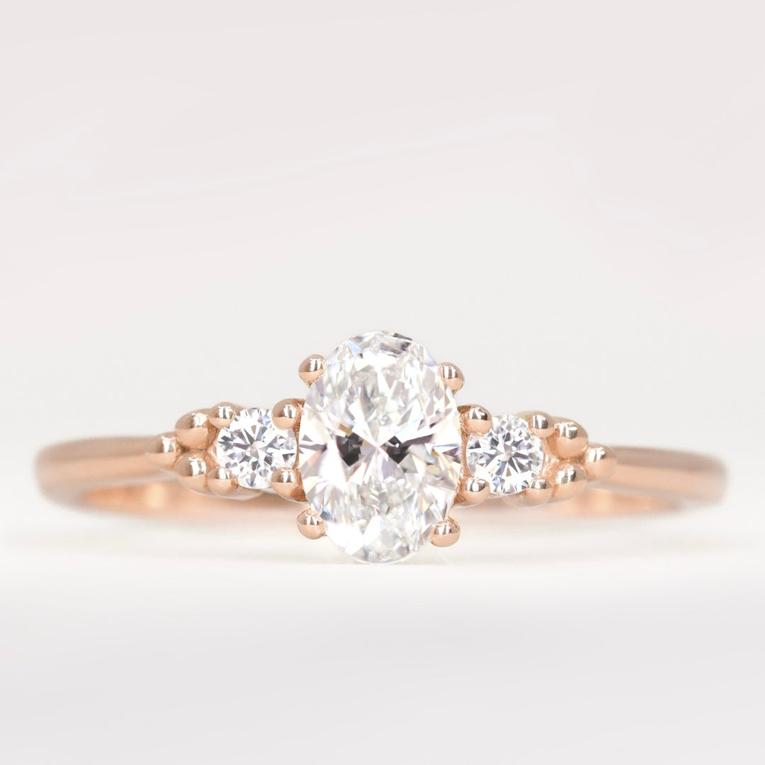 Natalia - Oval Lab Grown Diamond Trilogy Engagement Ring Engagement Rings - Made-to-Order