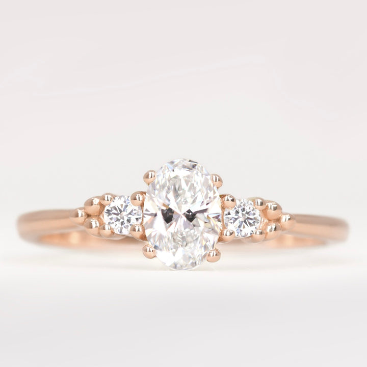 Natalia - Oval Lab Grown Diamond Trilogy Engagement Ring Engagement Rings - Made-to-Order