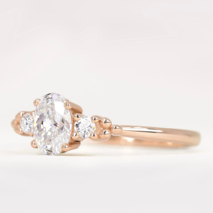 Natalia - Oval Lab Grown Diamond Trilogy Engagement Ring Engagement Rings - Made-to-Order