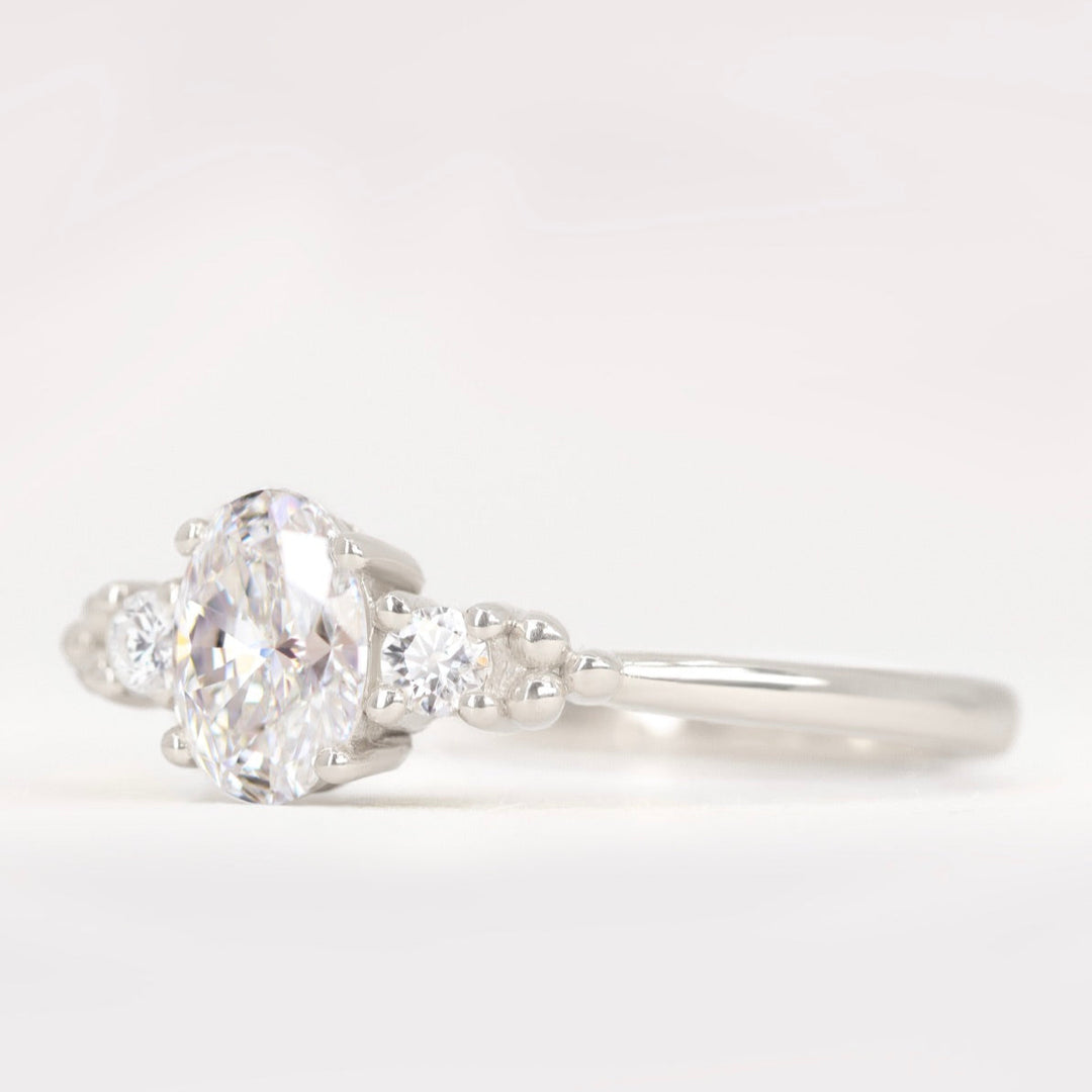 Natalia - Oval Lab Grown Diamond Trilogy Engagement Ring Engagement Rings - Made-to-Order