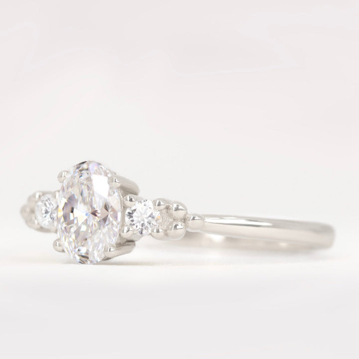 Natalia - Oval Lab Grown Diamond Trilogy Engagement Ring Engagement Rings - Made-to-Order
