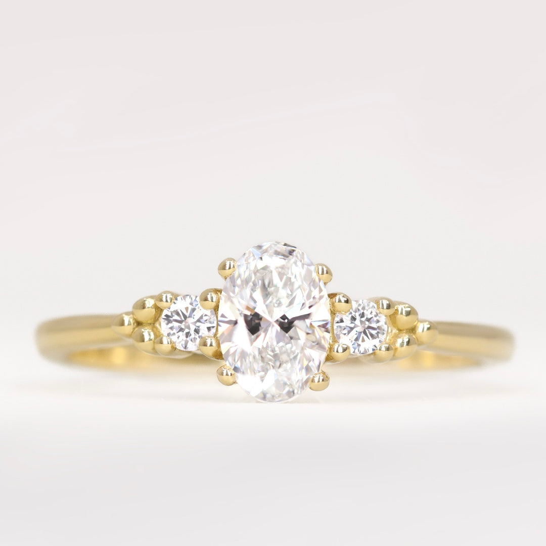 Natalia - Oval Lab Grown Diamond Trilogy Engagement Ring Engagement Rings - Made-to-Order