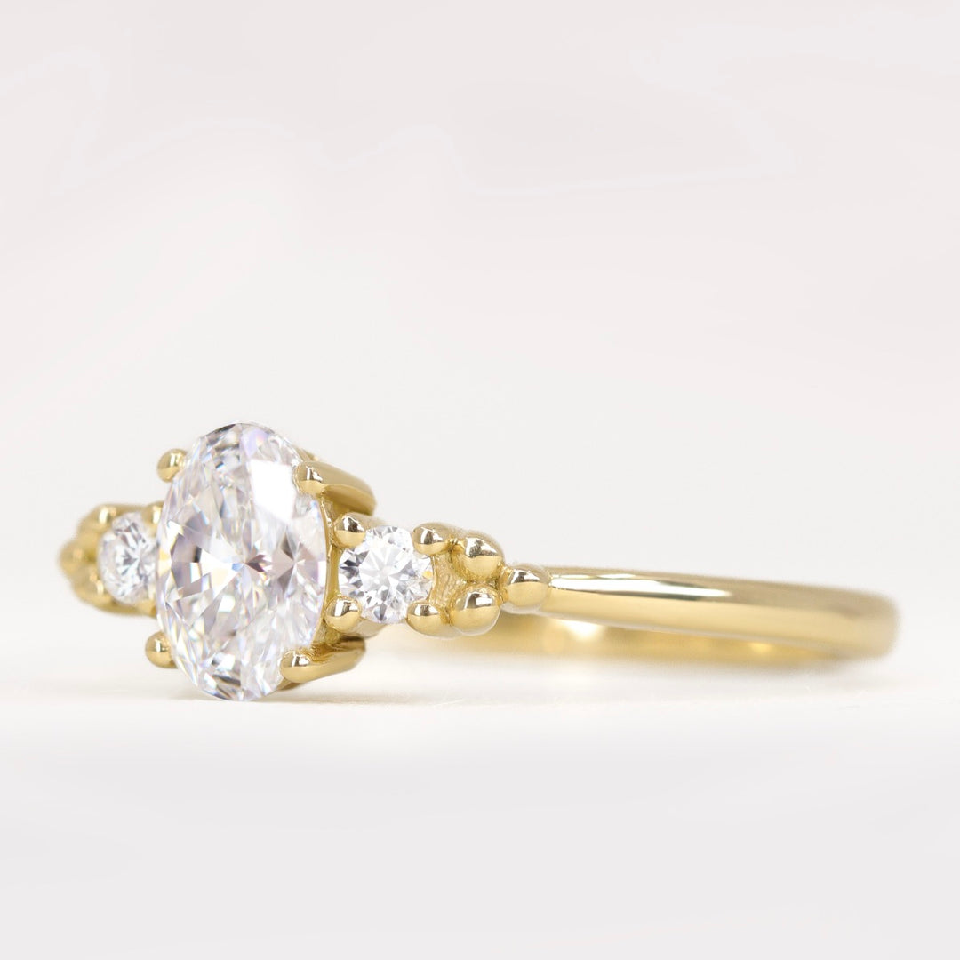 Natalia - Oval Lab Grown Diamond Trilogy Engagement Ring Engagement Rings - Made-to-Order