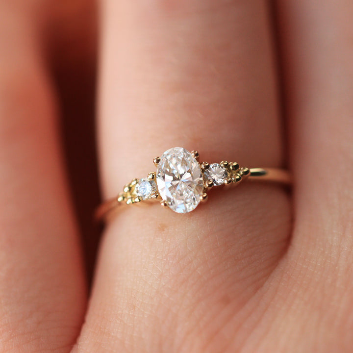 Natalia - Oval Lab Grown Diamond Trilogy Engagement Ring Engagement Rings - Made-to-Order