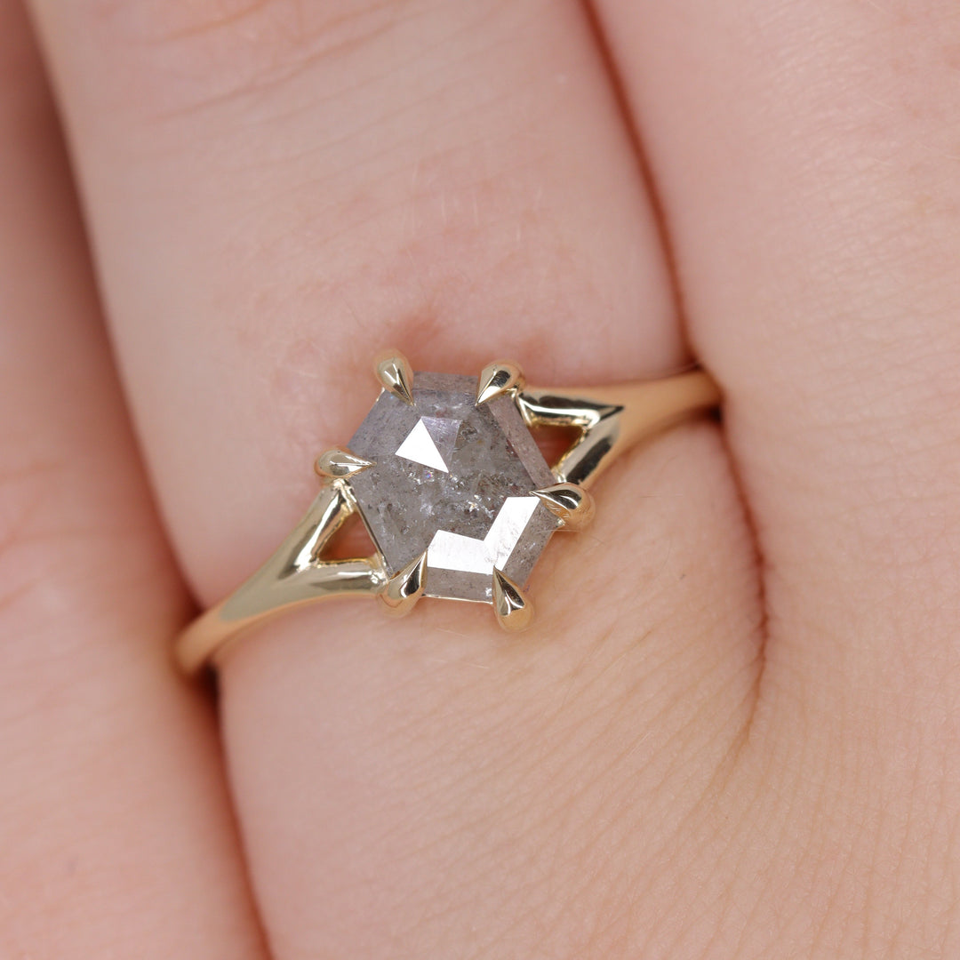 Niamh - Salt & Pepper Diamond Solitaire Ring Engagement Rings - Price On Application