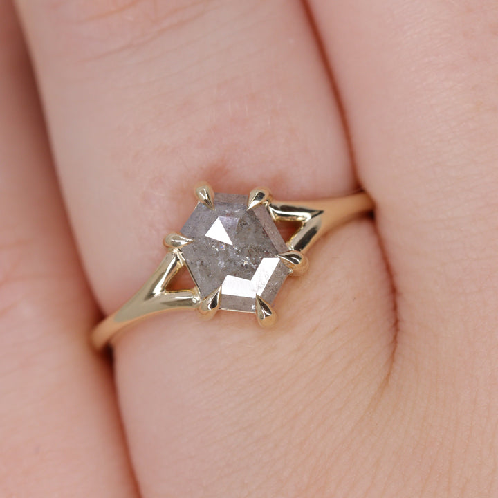 Niamh - Salt & Pepper Diamond Solitaire Ring Engagement Rings - Price On Application