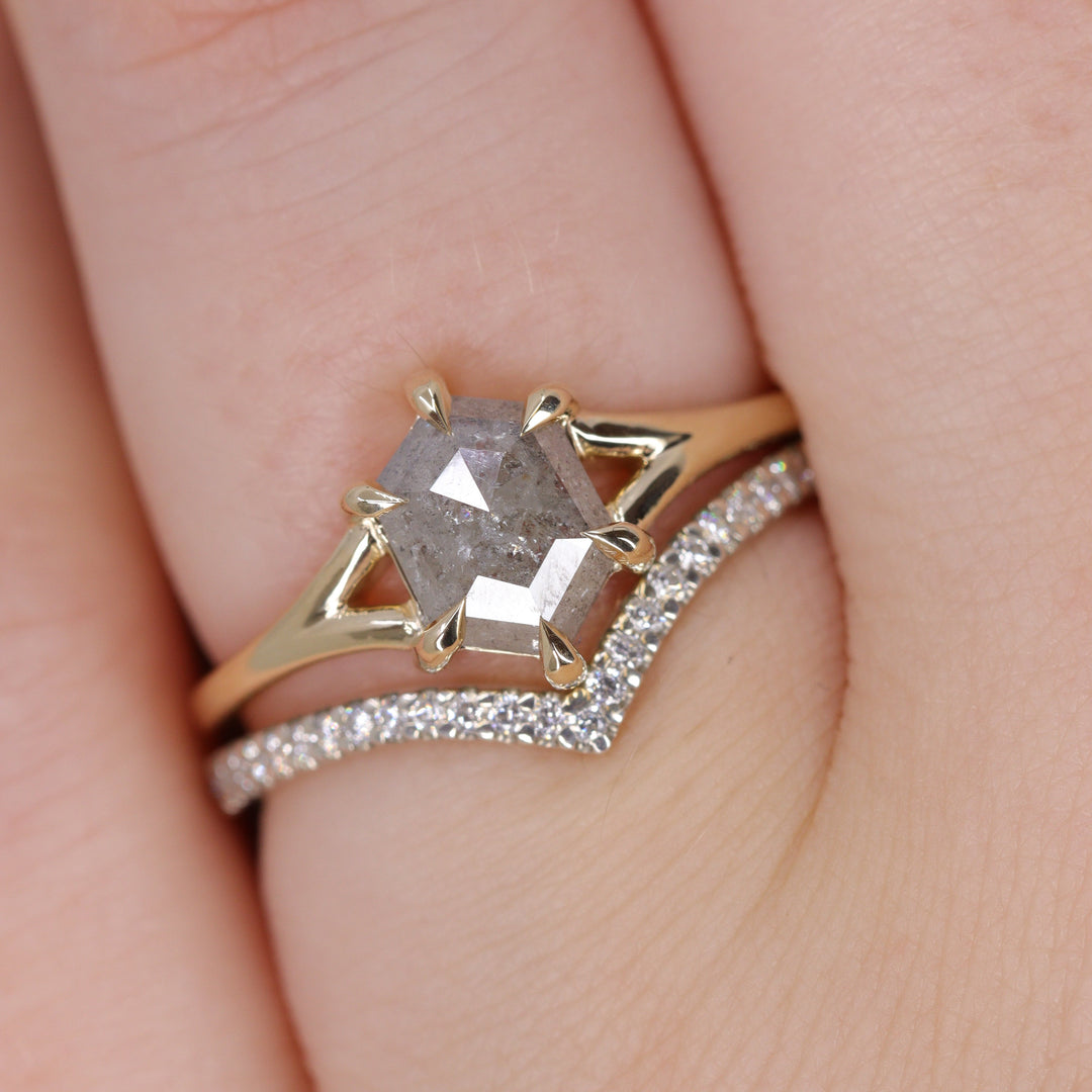 Niamh - Salt & Pepper Diamond Solitaire Ring Engagement Rings - Price On Application