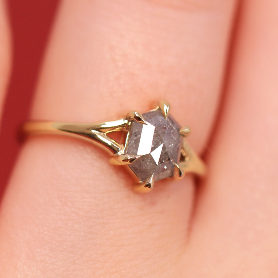 Niamh - Salt & Pepper Diamond Solitaire Ring Engagement Rings - Price On Application