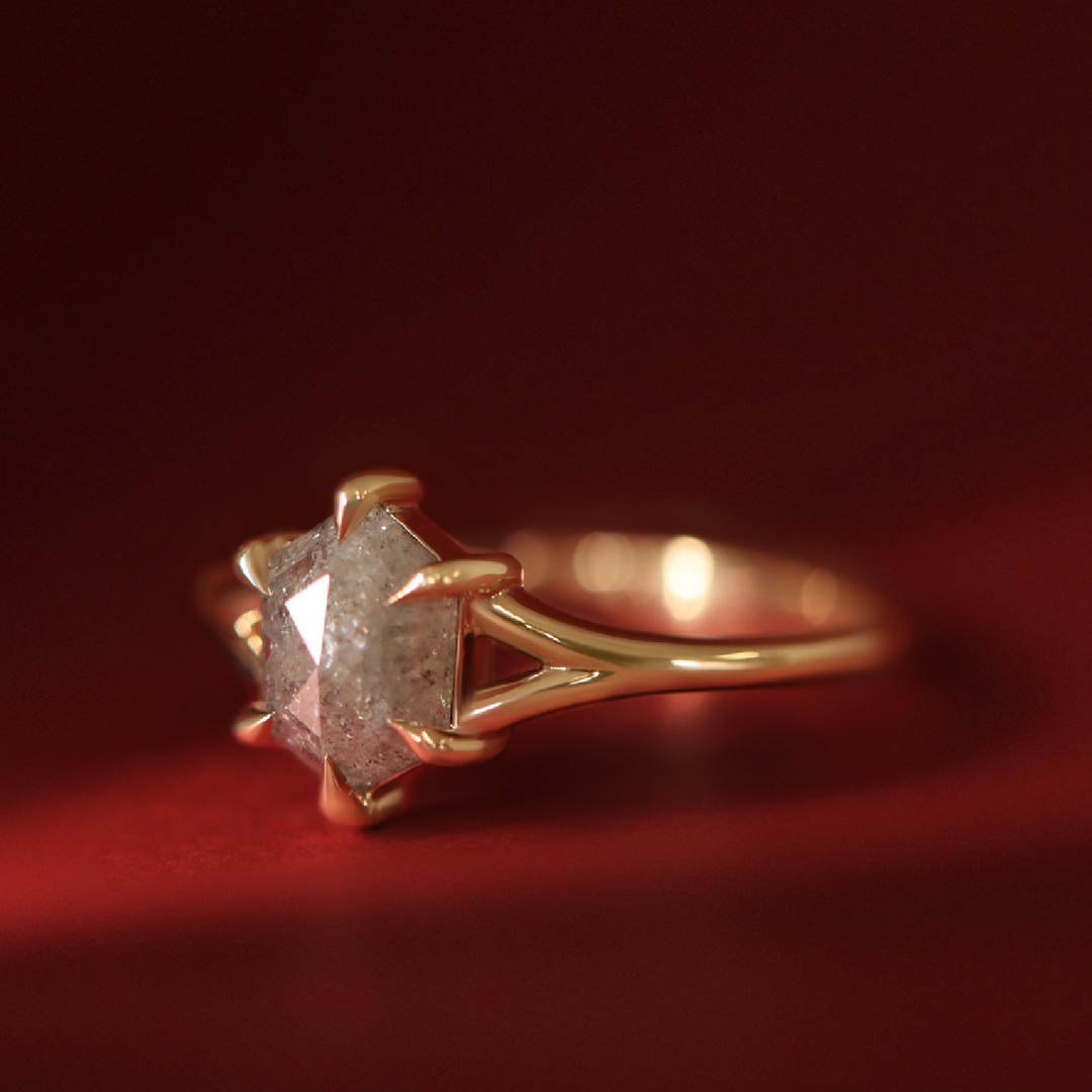 Niamh - Salt & Pepper Diamond Solitaire Ring Engagement Rings - Price On Application