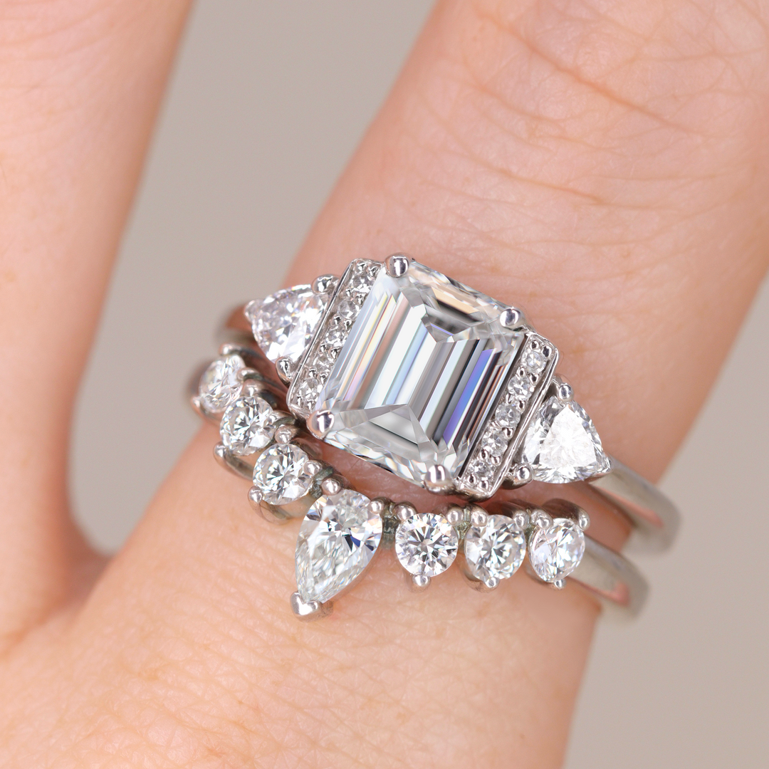 Ophelia - Emerald Cut Diamond Art Deco Engagement Ring Engagement Rings - Price On Application