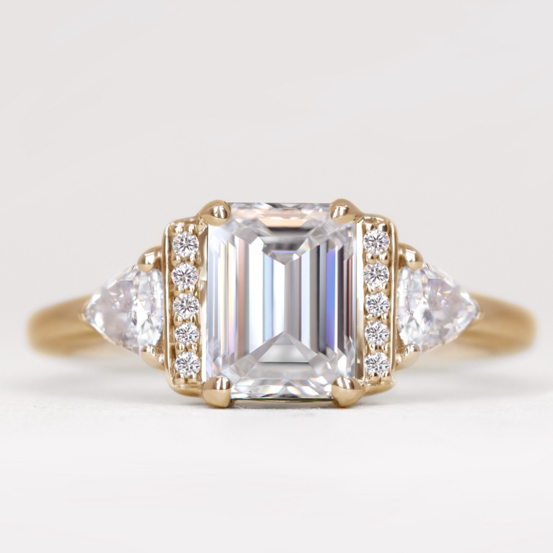 Ophelia - Emerald Cut Diamond Art Deco Engagement Ring Engagement Rings - Price On Application