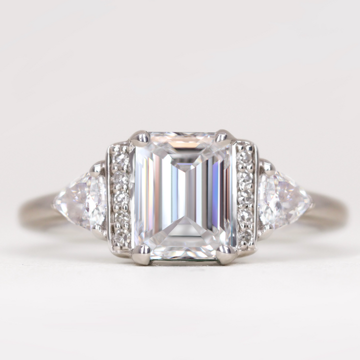 Ophelia - Emerald Cut Diamond Art Deco Engagement Ring Engagement Rings - Price On Application