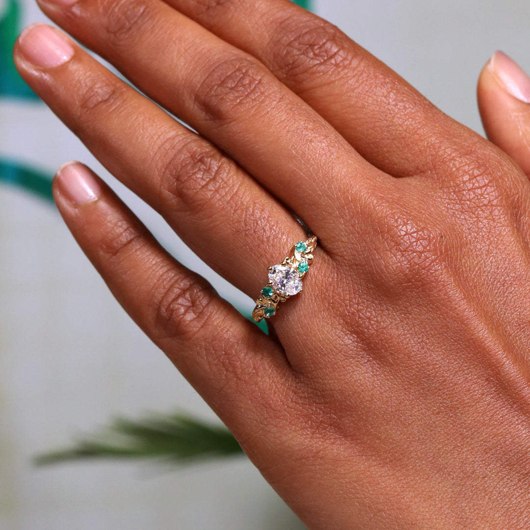 Laurel - Oval Lab Grown Diamond Leaf/Vine Detail Engagement Ring Engagement Rings - Made-to-Order