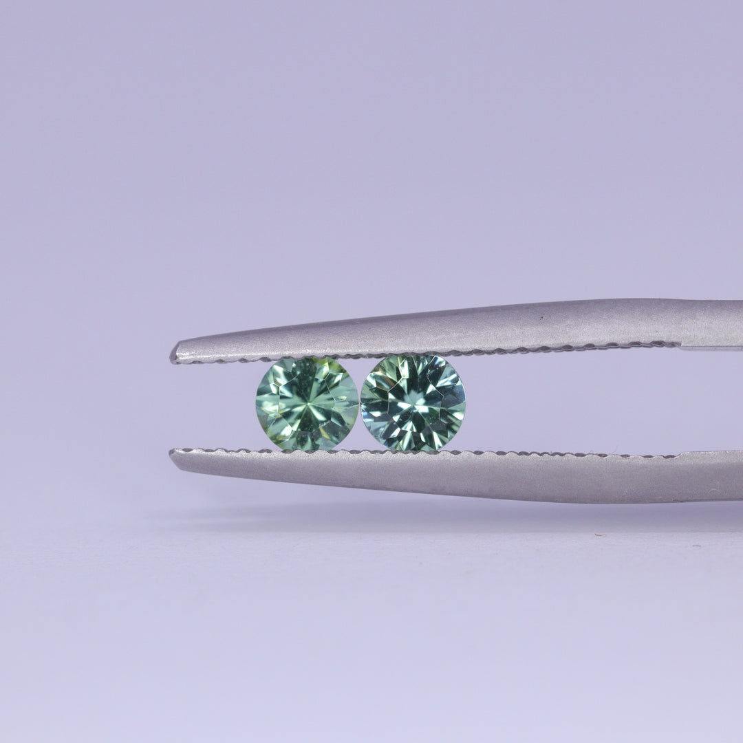 Pair of Round Green Optix Concave Tourmalines, 0.42ct Total Weight Loose Gemstones