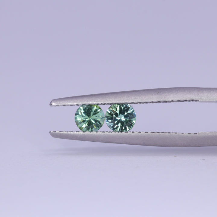 Pair of Round Green Optix Concave Tourmalines, 0.42ct Total Weight Loose Gemstones