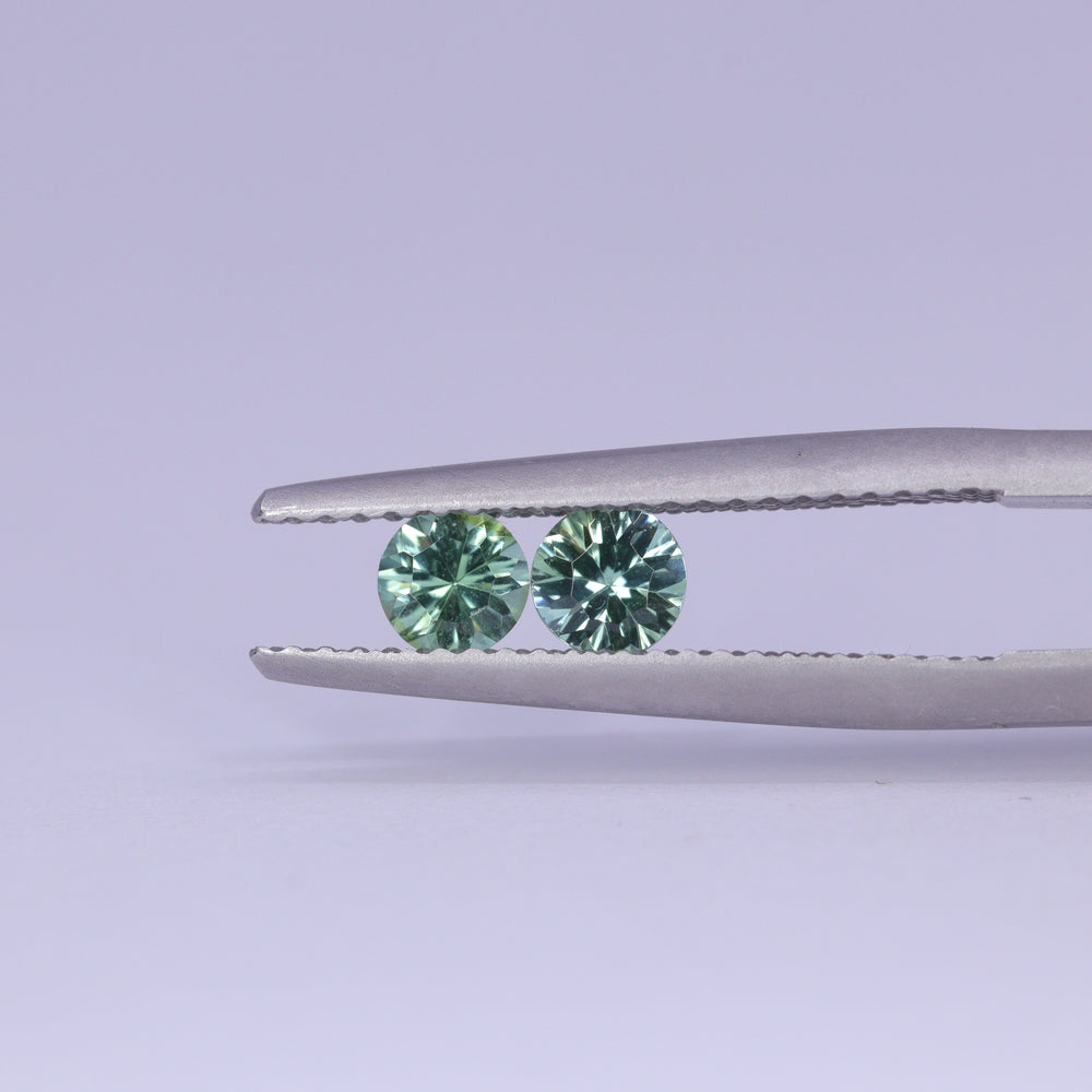 Pair of Round Green Optix Concave Tourmalines, 0.42ct Total Weight Loose Gemstones