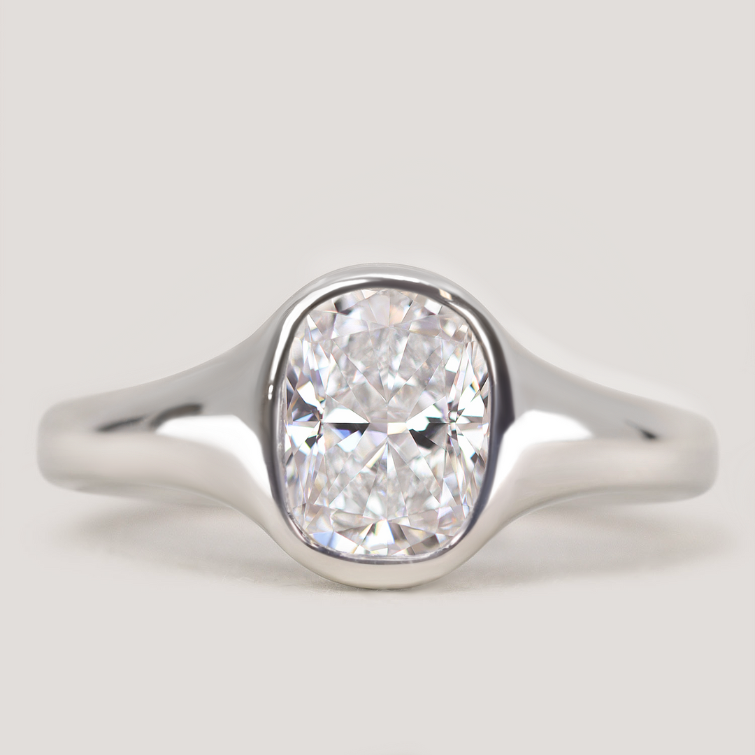 Priya - Cushion Cut Diamond Solitaire Signet Style Engagement Ring Setting