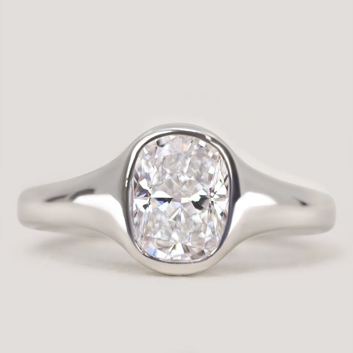 Priya - Cushion Cut Diamond Solitaire Signet Style Engagement Ring Setting