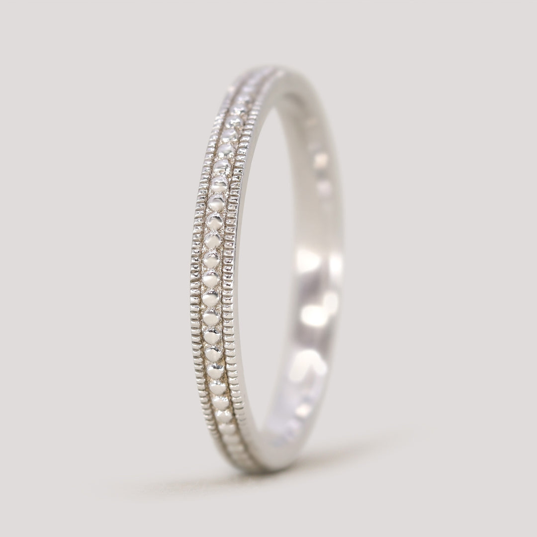 Quinn - Vintage Style Beaded Full or Half Eternity Style Wedding Ring - Made-to-Order Wedding Rings - Made-to-Order