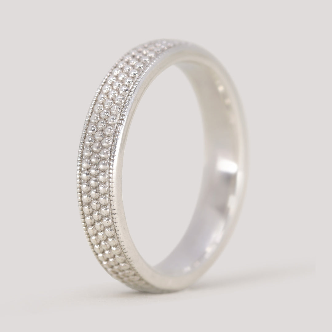 Quinn - Beaded Wide Wedding Ring - Made-to-Order Wedding Rings - Wide