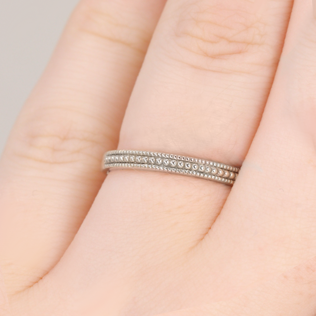 Quinn - Vintage Style Beaded Full or Half Eternity Style Wedding Ring - Made-to-Order Wedding Rings - Made-to-Order