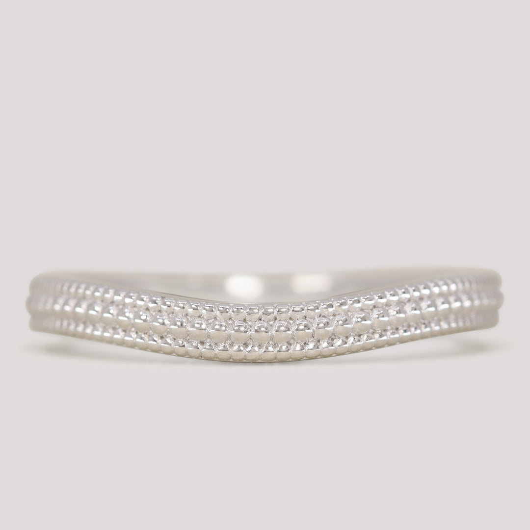 Quinn - Vintage Style Beaded Waved Half Eternity Style Wedding Ring - Made-to-Order Wedding Rings - Made-to-Order