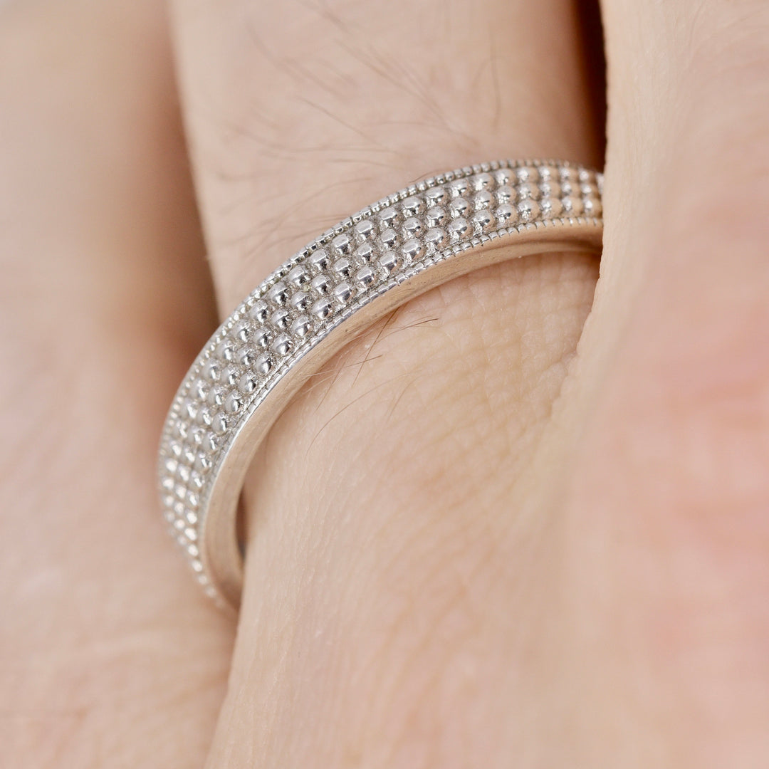 Quinn - Beaded Wide Wedding Ring - Made-to-Order Wedding Rings - Wide