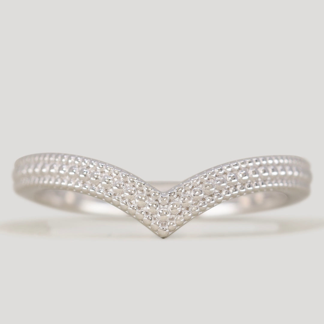 Quinn - Vintage Style Beaded Wishbone Half Eternity Wedding Ring - Made-to-Order Wedding Rings - Made-to-Order