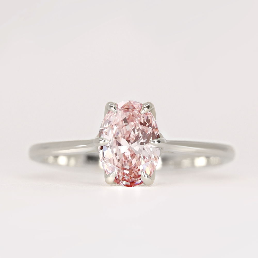 Raine - Oval Cut Pink Lab Grown Diamond Lotus Flower Solitaire Engagement Ring Engagement Rings - Price On Application