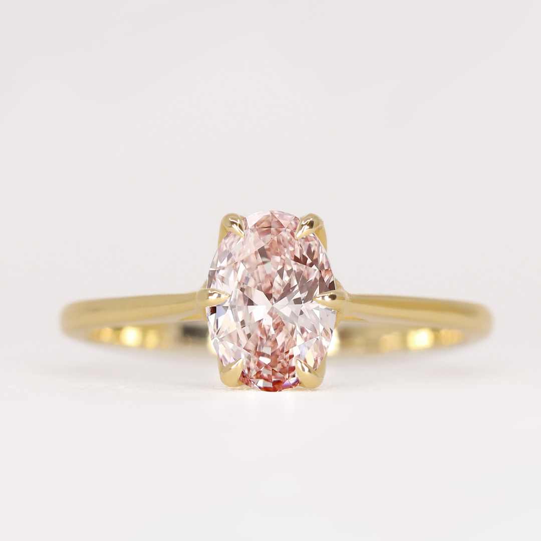 Raine - Oval Cut Pink Lab Grown Diamond Lotus Flower Solitaire Engagement Ring Engagement Rings - Price On Application