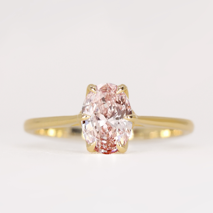 Raine - Oval Cut Pink Lab Grown Diamond Lotus Flower Solitaire Engagement Ring Engagement Rings - Price On Application