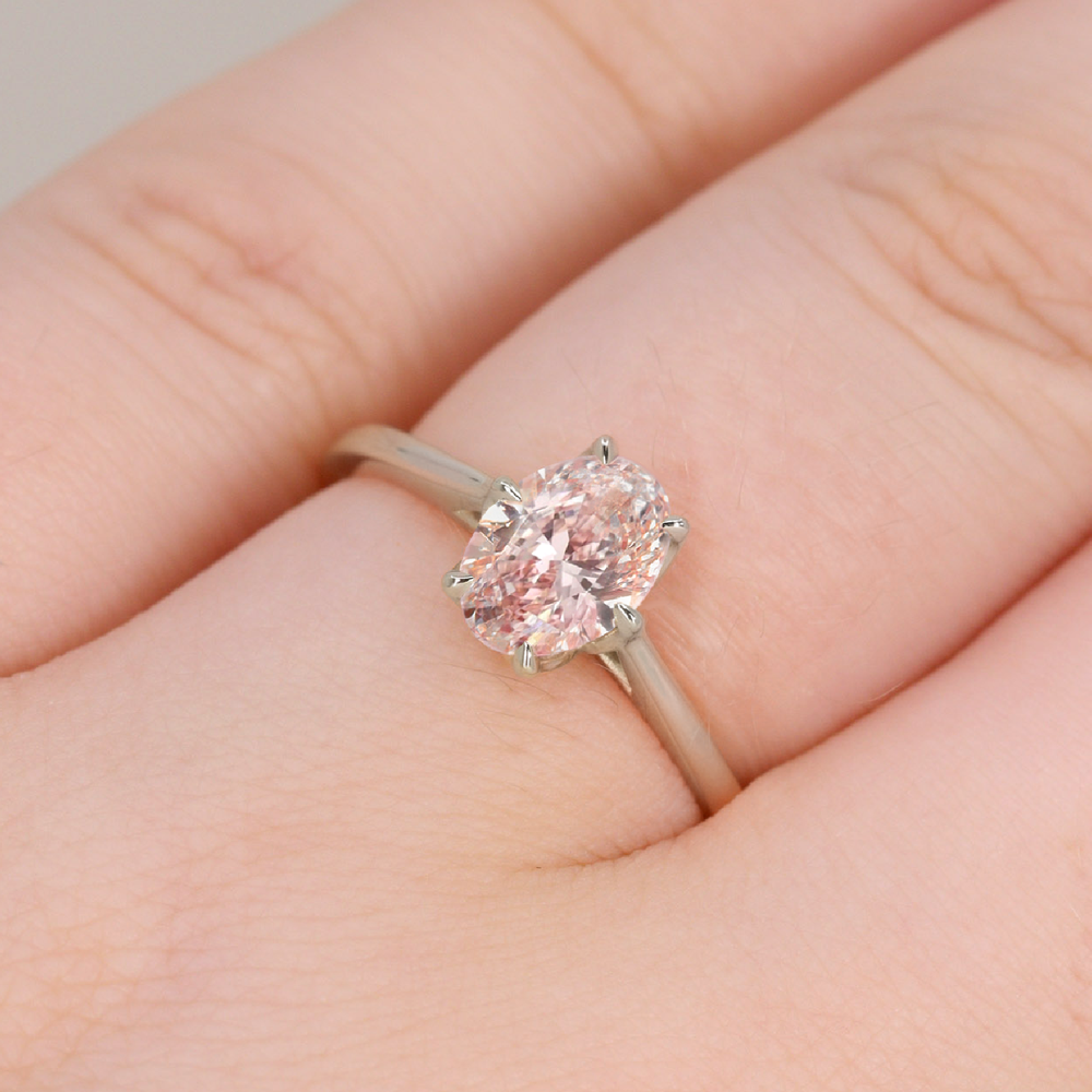 Raine - Oval Cut Pink Lab Grown Diamond Lotus Flower Solitaire Engagement Ring Engagement Rings - Price On Application