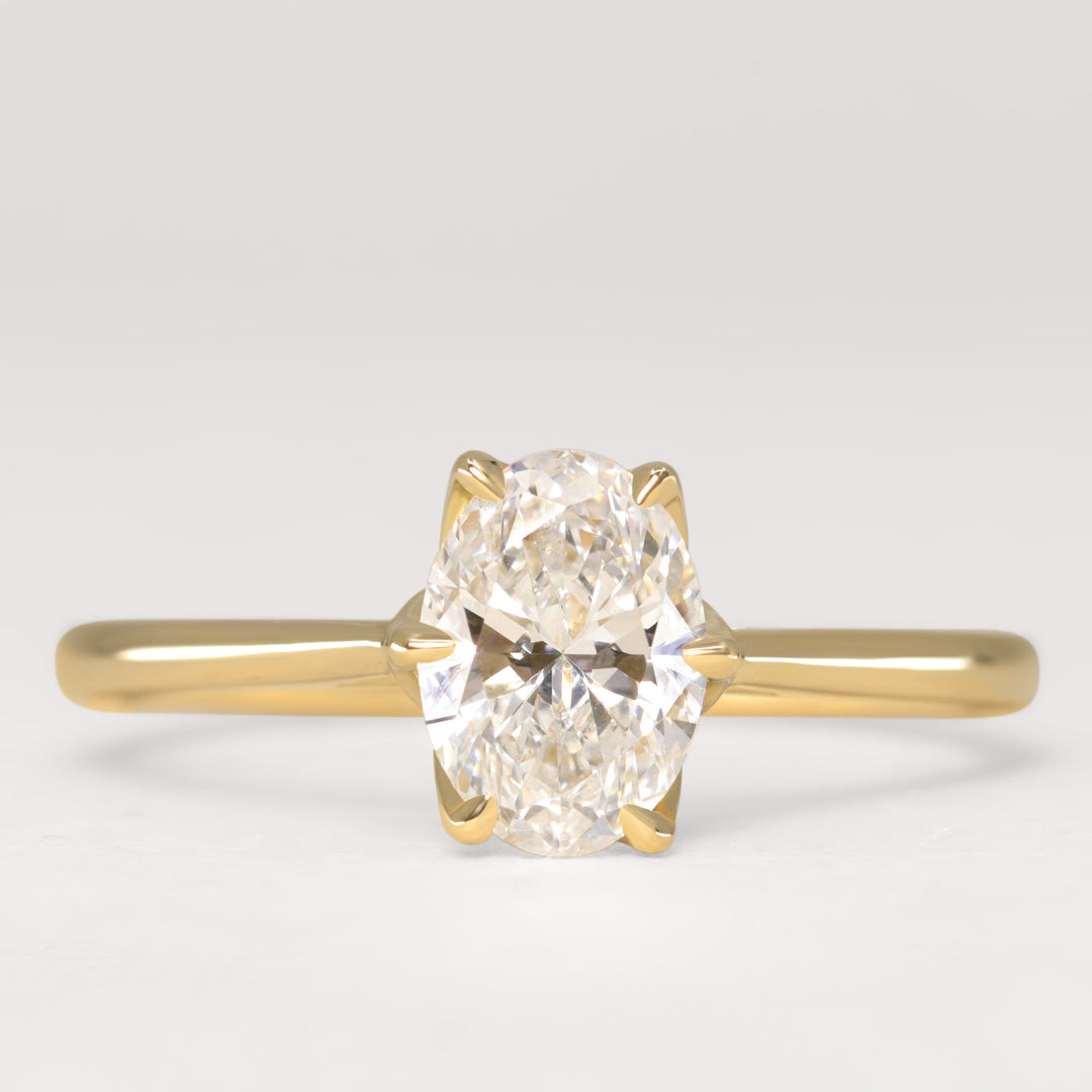 Bridal Set - Raine & Hadley - Oval Cut Lab Grown Diamond Solitaire Engagement Ring and Wishbone Vintage Style Wedding Ring Bridal Sets