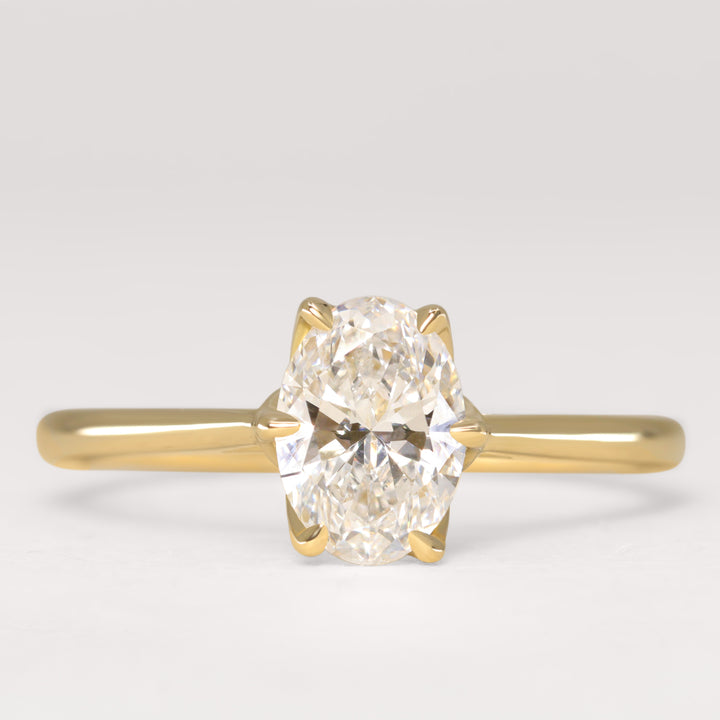 Bridal Set - Raine & Hadley - Oval Cut Lab Grown Diamond Solitaire Engagement Ring and Wishbone Vintage Style Wedding Ring Bridal Sets