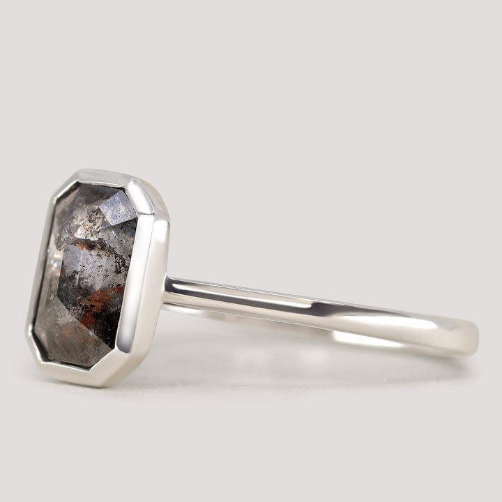 Sabrina - Emerald Cut Salt and Pepper Diamond Engagement Ring Engagement Rings - Price On Application